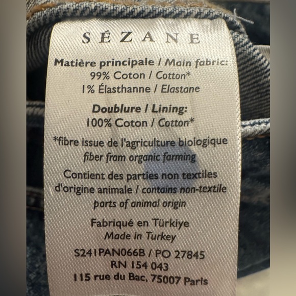 SEZANE L'ICONIQUE DROIT TROUSERS Blue Straight Leg Timeless Style 34” waistUS 12 - Picture 15 of 16